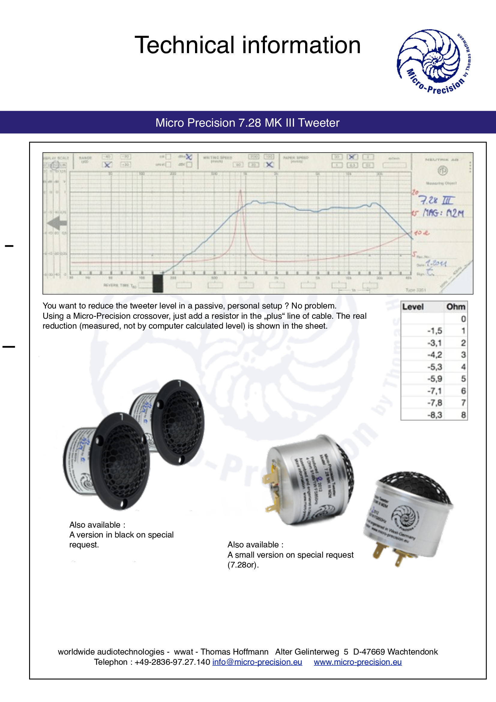 Micro Precision 7.28 Tweeter